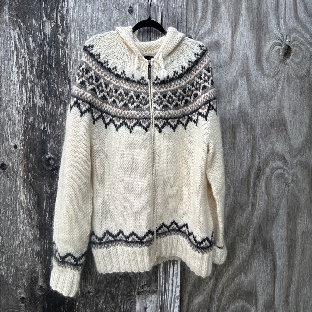 Icewear Brynja Icelandic Wool Nordic Hooded Zip Cardigan Sweater XXL